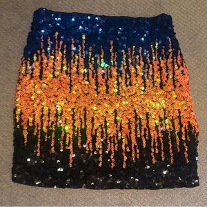 Vibrant Sequin Mini Skirt - Black, Blue, Orange